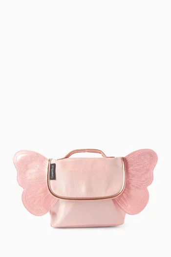 حقيبة بتصميم فراشة ميني قماش لامع