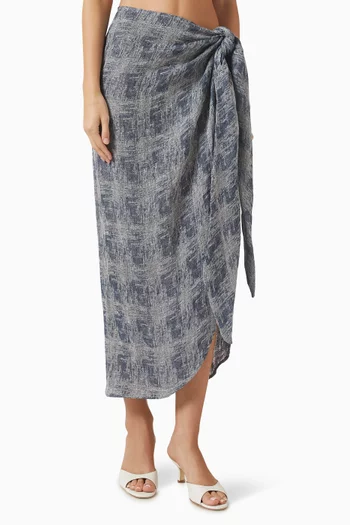 تنورة بيرل متوسطة الطول بتصميم ملفوف قماش بارز الملمس