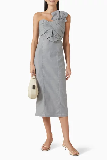 فستان ايفانا متوسط الطول قنب مطاطي