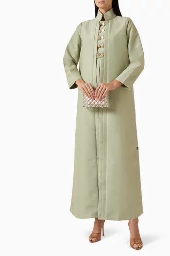 High-collared Abaya in Bridal Satin