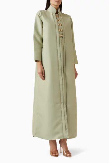 High-collared Abaya in Bridal Satin