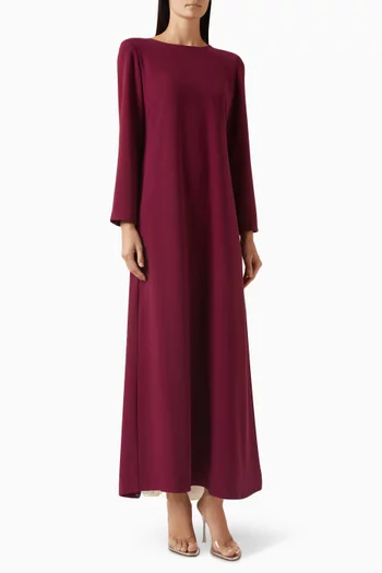 Contrast Pleated Back Maxi Dress in Moroccan Crepe & Chiffon