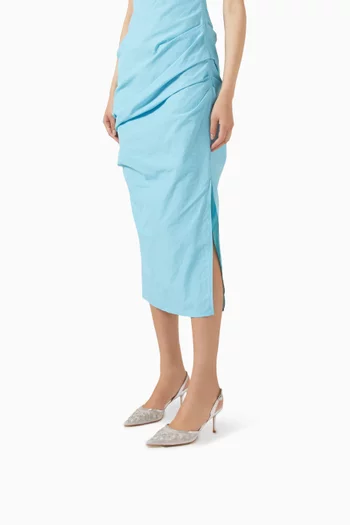 حذاء فلوريا مفتوح من الخلف بنقشة زهور مطرزة وسير خلفي وكعب 80 مم قماش شبكي وجلد لامع