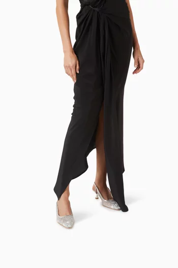 حذاء كلاسيك مايشا مرصع بكريستال بسير خلفي وكعب 60 مم قماش شبكي وجلد