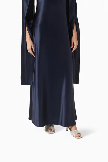 حذاء كيفا مفتوح من الخلف مرصع بالكريستال بكعب 75 مم قماش شبكي وجلد لامع