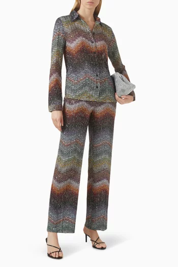 Embellished Straight-leg Pants in Rayon Blend