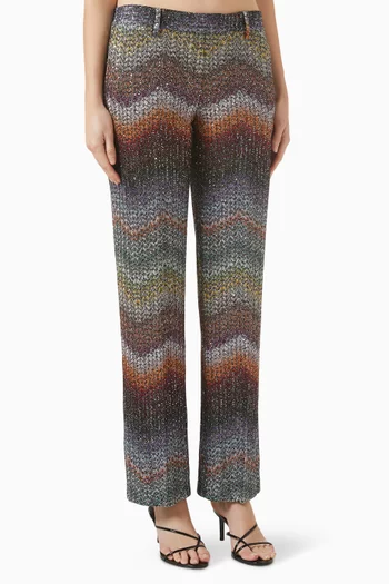 Embellished Straight-leg Pants in Rayon Blend