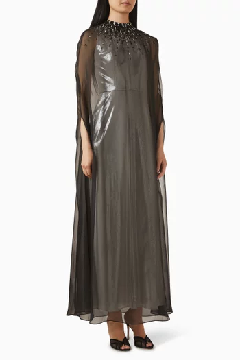 فستان ستار مزين بتطريزات جيرسيه