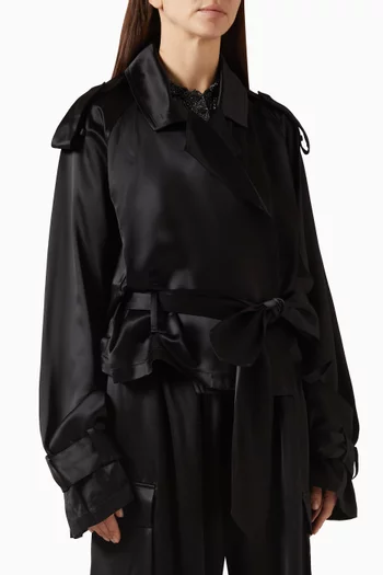 Simona Short Trench Coat in Satin