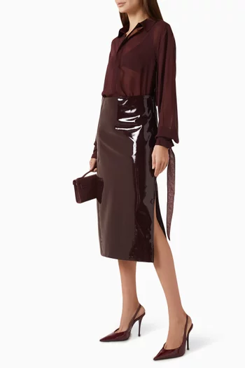 Samantha Zip Skirt in Patent Leather