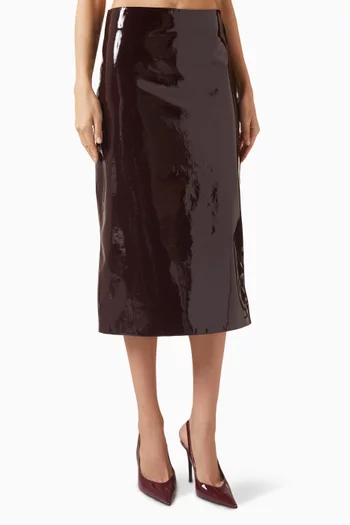 Samantha Zip Skirt in Patent Leather