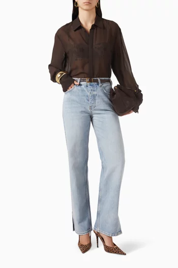 Verlin Sheer Tie-cuff Shirt in Chiffon