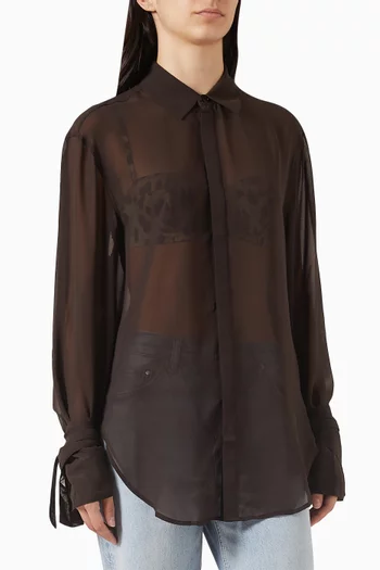 Verlin Sheer Tie-cuff Shirt in Chiffon