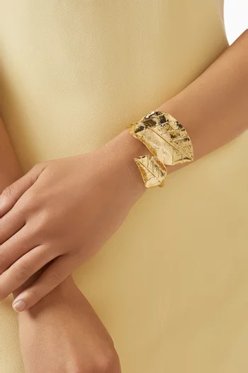 Petals of Grace Large Bracelet in 24kt Gold-plated Brass