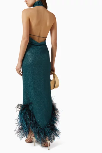 Lumière Plumage Turtleneck Maxi Dress