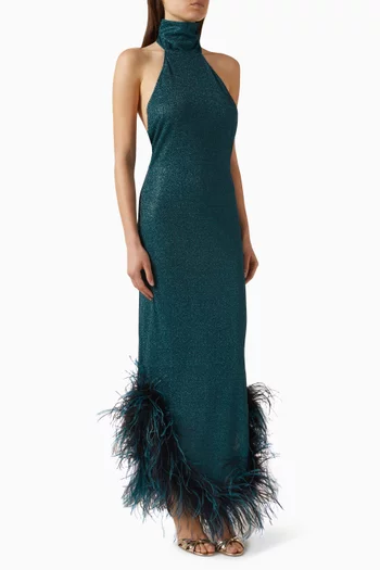 Lumière Plumage Turtleneck Maxi Dress