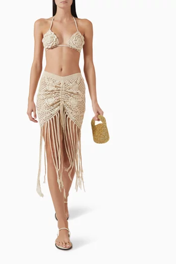 Claudia Fringed Skirt in Crochet