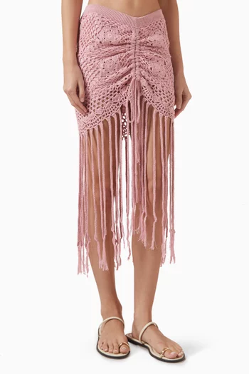 Claudia Fringed Skirt in Crochet