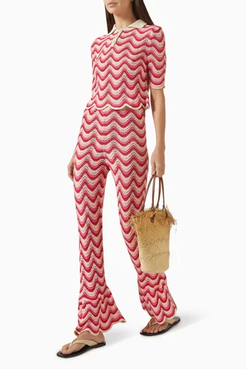 بنطال إيلودي منسوج بنقشة خطوط شيفرون متعرجة