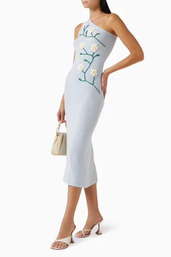 فستان تايلا طويل بكتف مكشوف منسوج