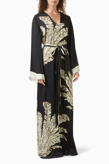 Belted Maxi Kaftan in Viscose