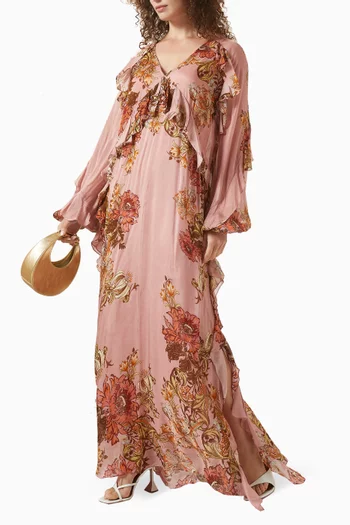 Sula Ruffle Kaftan in Chiffon
