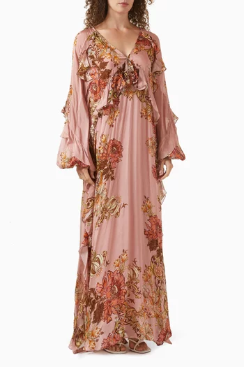 Sula Ruffle Kaftan in Chiffon