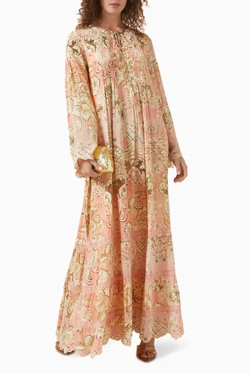 Anah Belted Maxi Dress in Viscose