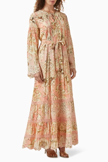 Anah Belted Maxi Dress in Viscose