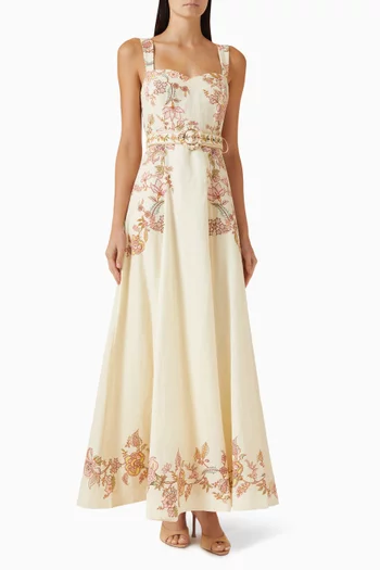 Riah Sweetheart Dress in Linen Blend