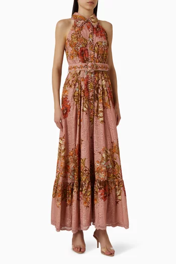 فستان بنمط قميص مزين بنقشة