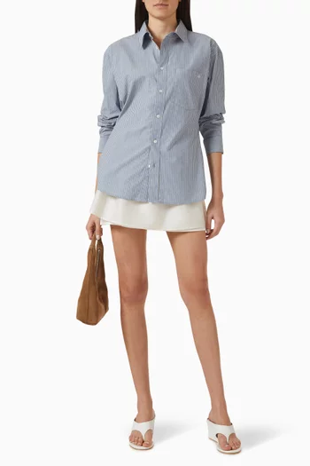 قميص بقصة فضفاضة ونقشة مخططة قطن