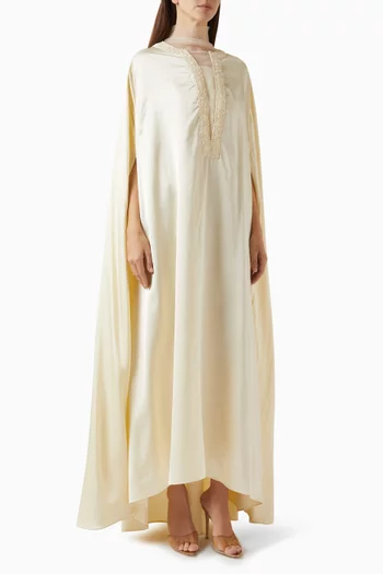 Embellished Cape-style Maxi Dress