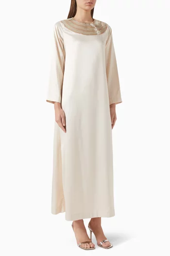 Embellished Neck Maxi Dress