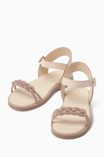 Embellished Braided Strap Sandals