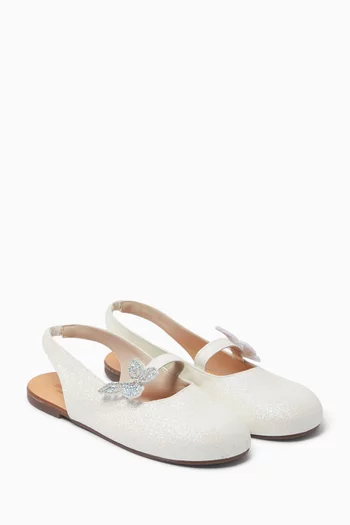 Butterfly Crystal-embellished Slingback Flats