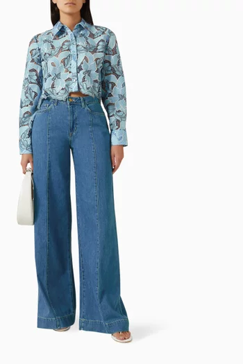 بلوزة أكيمي قصيرة بتطريزات مفرغة