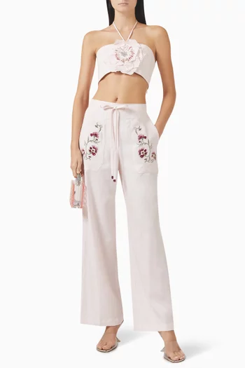 بلوزة جول قصيرة كتان