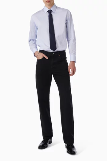 قميص مخطط بشعار كاسندر قطن بوبلين