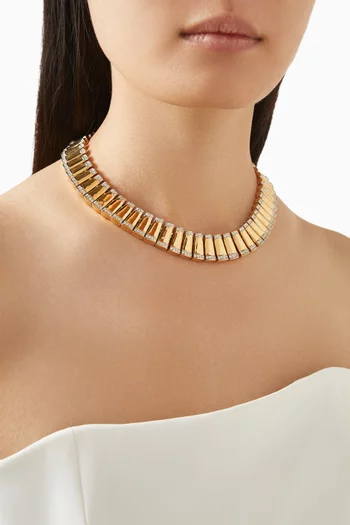 1980s Vintage Collar Necklace in 22kt Gold-plated Brass