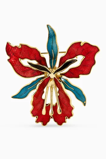 1980s Vintage Cloisonné Orchid Brooch