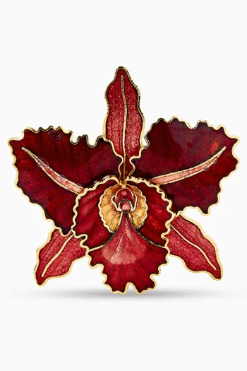 1980s Vintage Cloisonné Orchid Brooch