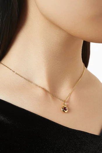 1980s Vintage Ruby Necklace in Gold-plated Metal