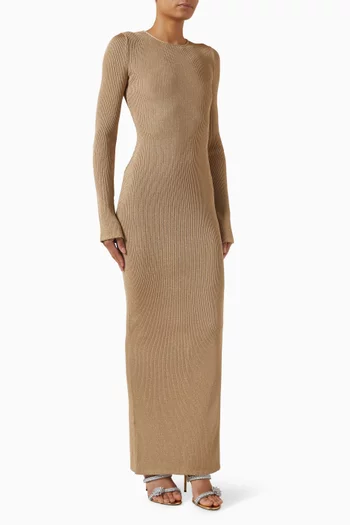 فستان بظهر مكشوف نسيج لامع