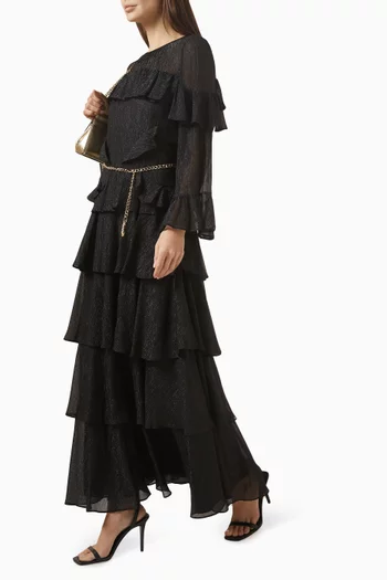 فستان طويل بكشكش