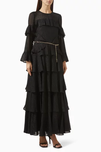 فستان طويل بكشكش