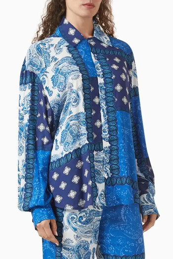 قميص ميدنايت بنقشة بيزلي فيسكوز