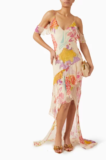 Flores Maxi Dress in Silk Chiffon