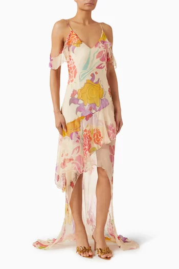Flores Maxi Dress in Silk Chiffon