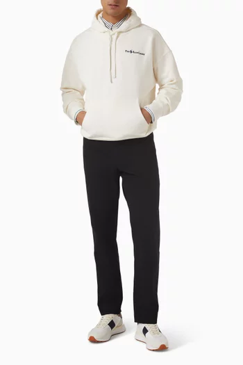 كنزة بغطاء رأس بطبعة شعار الماركة من مزيج قطن